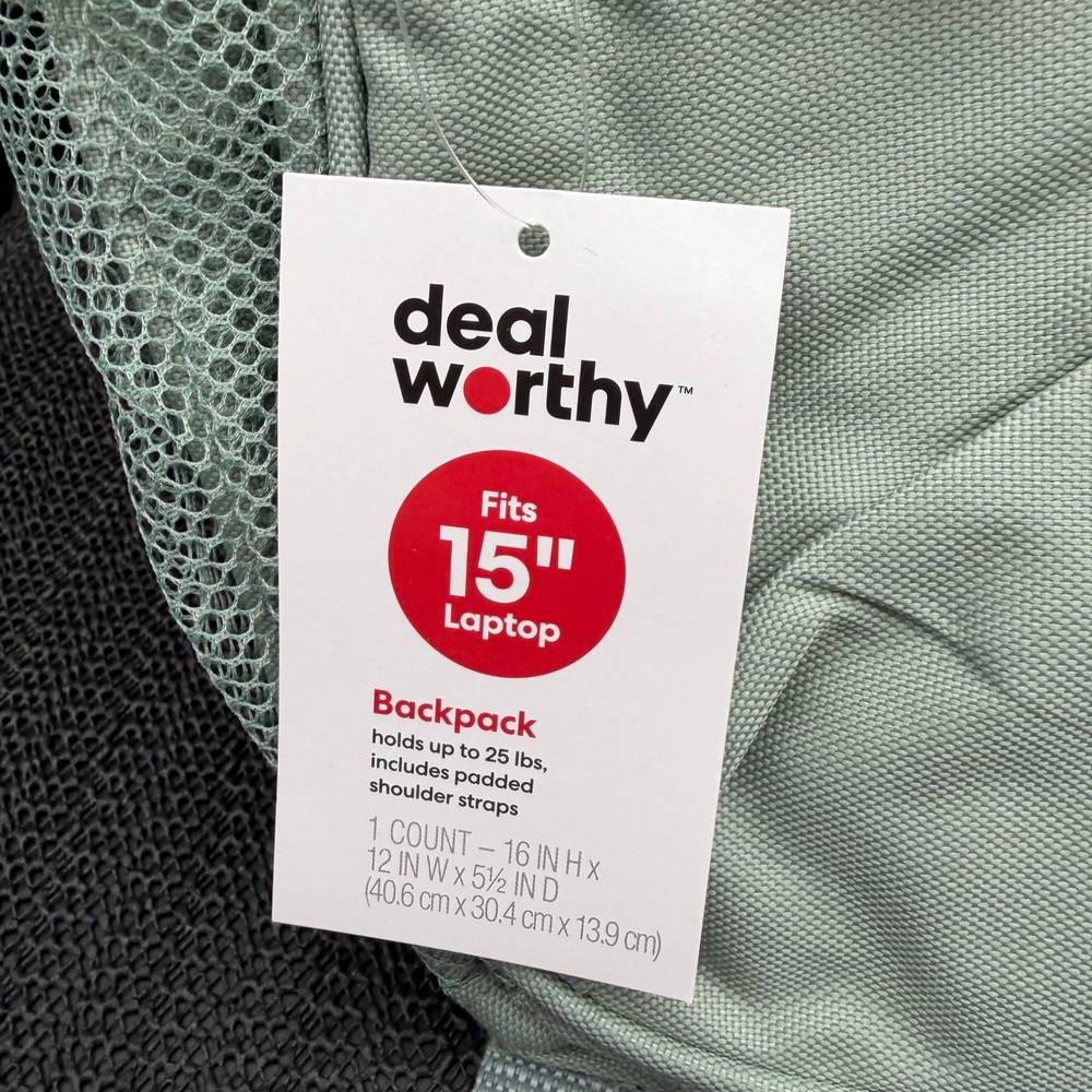 Deal Worthy Sage Green 15 Inch Laptop Backpack Recycled Polyester 069109512